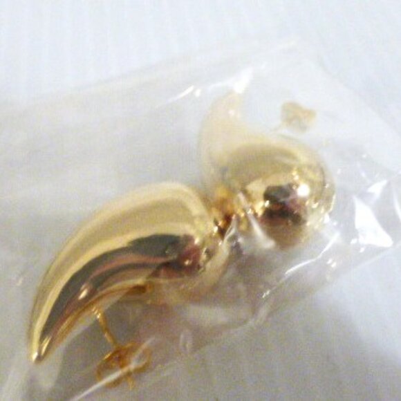.925 TEARDROP Earrings Gold Tone w/ .925 Posts & Gift Pouch Stocking Stuffer - Picture 3 of 8